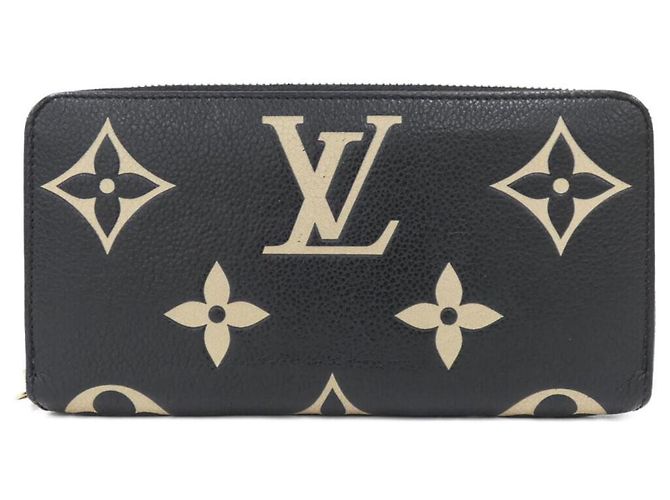 Louis Vuitton Bicolor Monogram Empreinte Zippy Wallet Black Beige