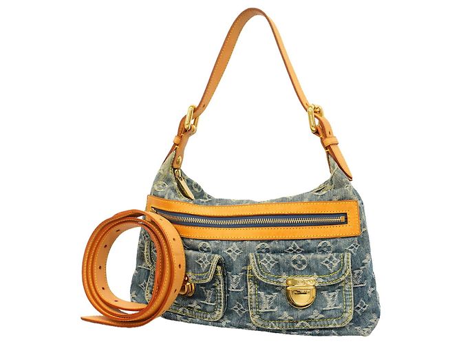 Borsa a tracolla Louis Vuitton Monogram Denim Baggy PM Blu