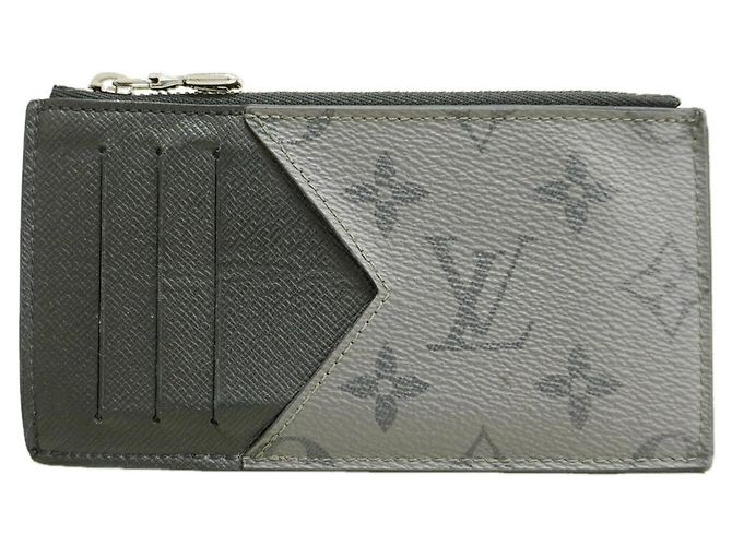 Louis Vuitton Monogram Eclipse Reverse Coin Card Holder Brown Black