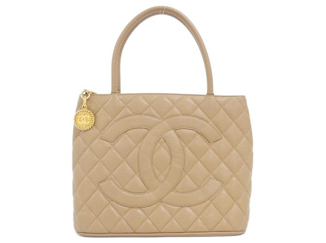 Bolsa Chanel 1804 Bege em couro de bezerro granulado