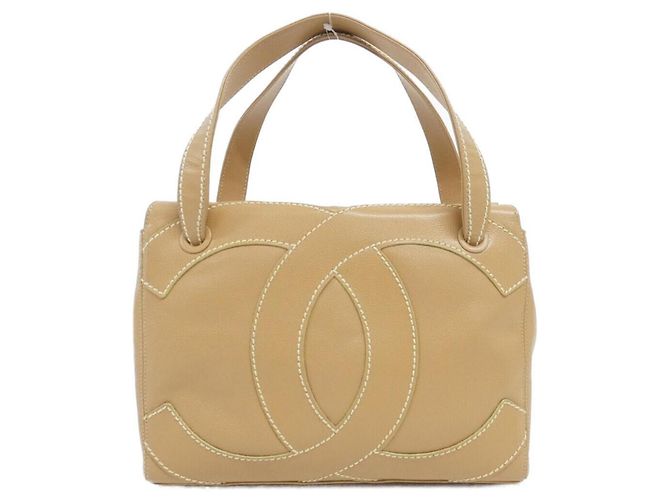 Bolsa Chanel 25661 bege em pele de vitelo