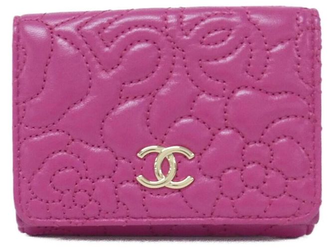 Chanel 70614 Pink Lambskin Tri-Fold Wallet