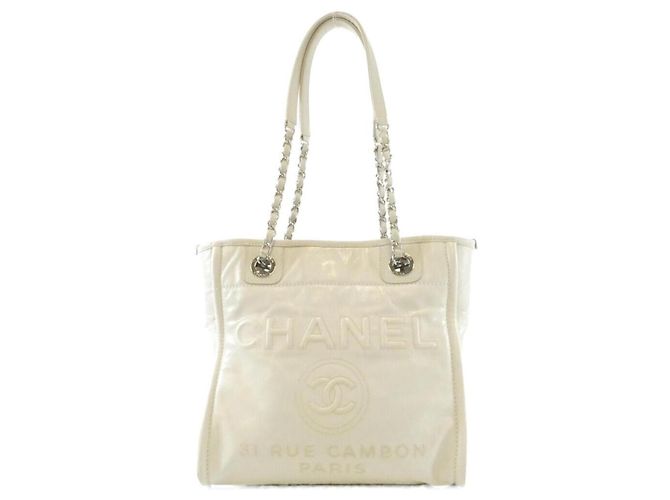 Chanel Deauville Line Handbag White Cream