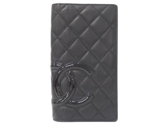 Chanel Cambon Line 26717 Long Bi-Fold Geldbörse Schwarz