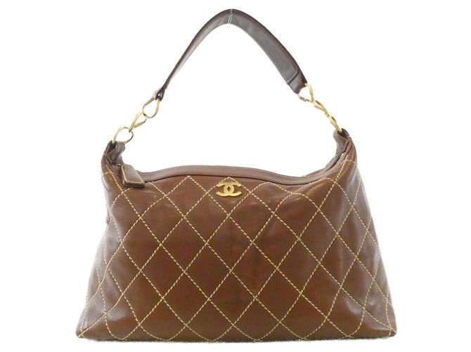 Borsa a tracolla Chanel Wild Stitch Line Marrone