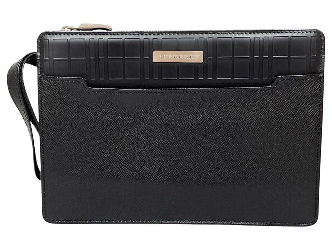 Pochette Burberry Second Bag en cuir Noir