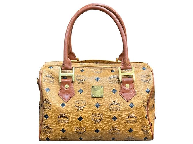 Sac à main Mini Boston MCM Visetos Monogram Marron
