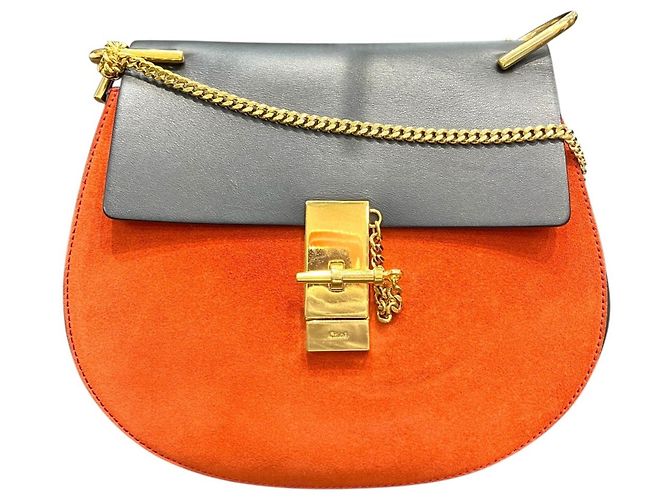 Borsa a tracolla con catena Chloé Drew Mini Bicolor