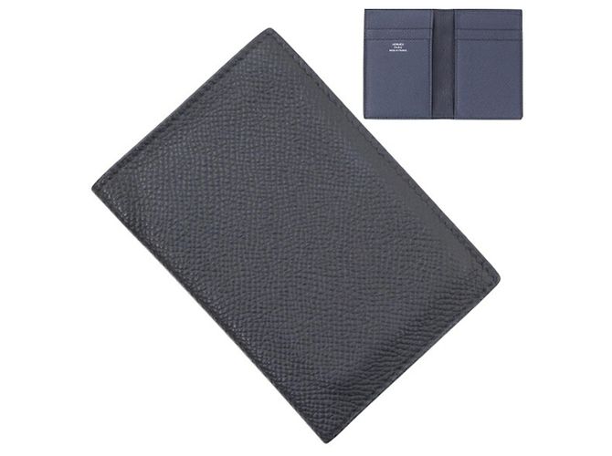 Hermès Hermes Epsom Leather Business Card Holder Black Blue