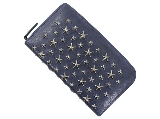 Jimmy Choo Round Long Wallet Metallic Navy blue
