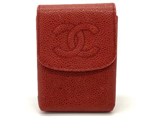 Chanel Red Grained Calfskin Cigarette Case