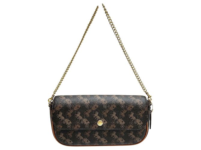 Bolsa de corrente com aba Coach Brooke Marrom