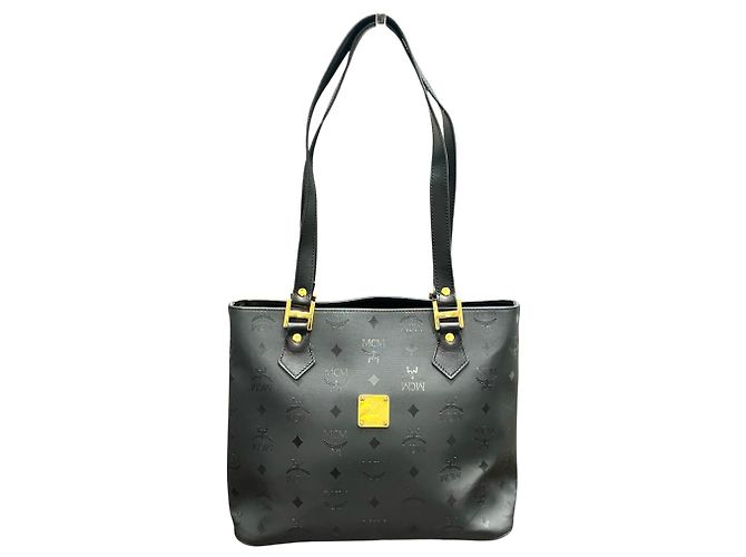 MCM Visetos Monogram Tote Bag Black