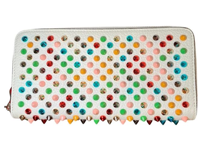 Cartera larga Christian Louboutin Spike Stud Blanco Multicolor