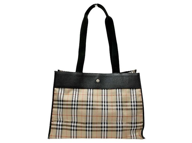 Burberry Nova Check Tote Bag Schwarz Beige