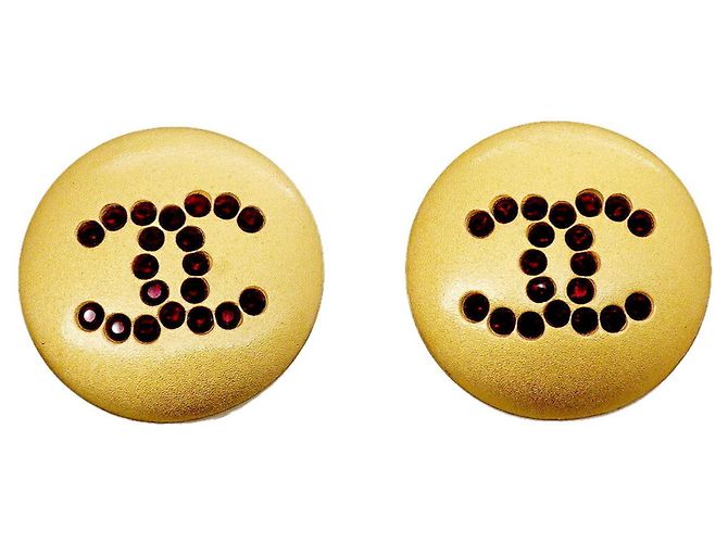 Pendientes de clip Chanel Oro y Rojo Roja Dorado