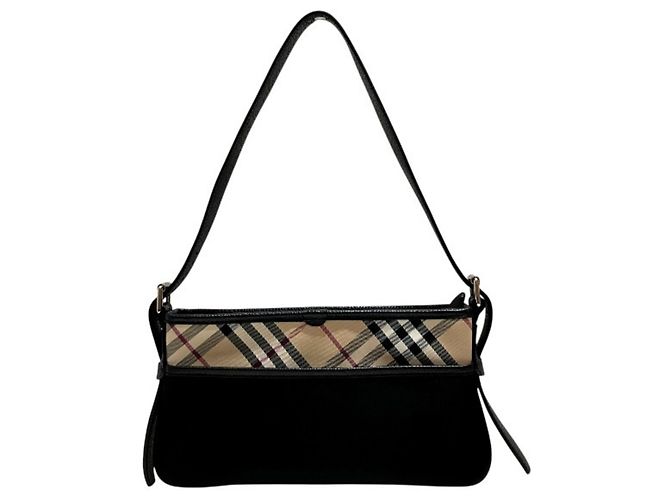 Bolsa de mão e de ombro Burberry Nova Check Preto Bege