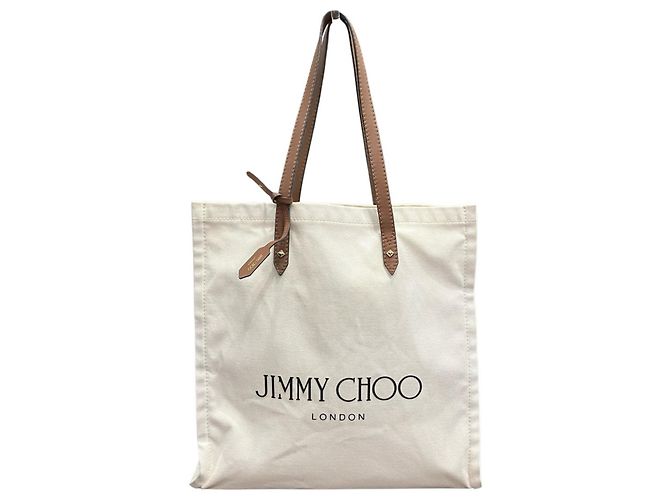 Borsa Tote Jimmy Choo in tela e pelle marrone