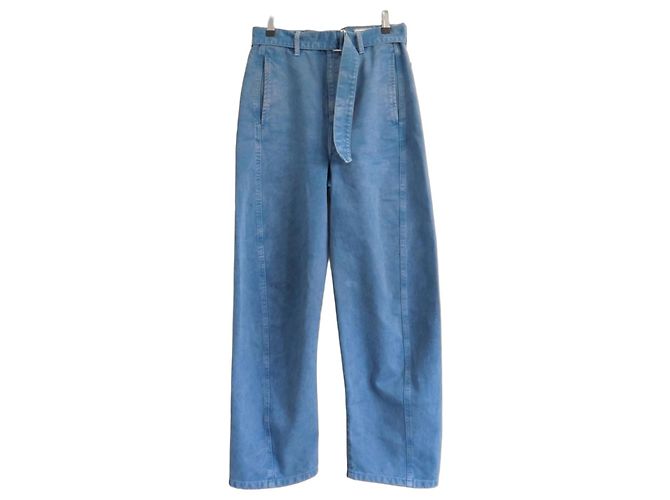 Lemaire Vaqueros anchos de talle alto con cinturón - Azul