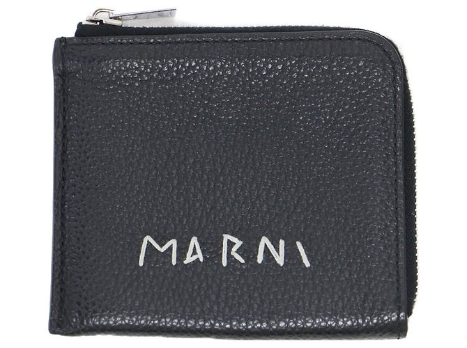 Monedero Marni de piel negra Negro