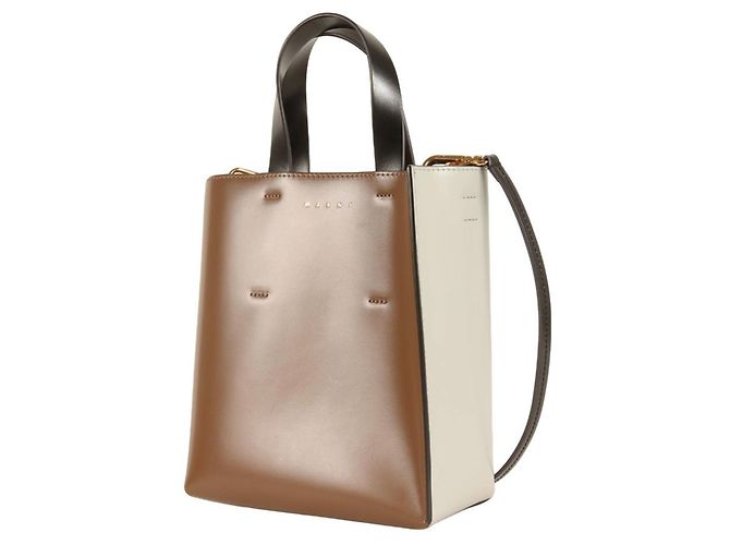 Sac cabas Marni Mini Museo Marron Noir Gris
