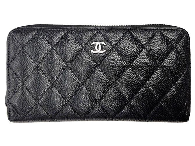 Timeless Chanel Matelassé Classic Zip Long Wallet Black