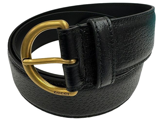 Gucci Ledergürtel in Schwarz mit goldener Hardware