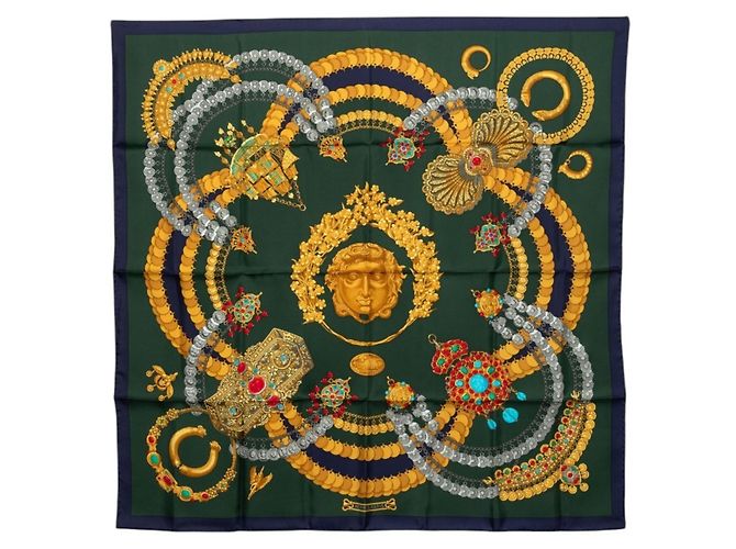 Hermès Hermes Carre 90 Kosmima Space Scarf Multicolore Verde Blu navy