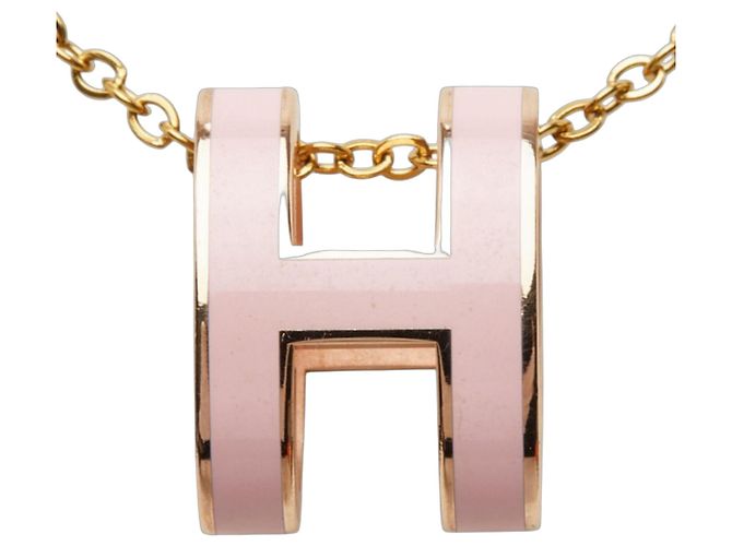 Hermès Collar con colgante Hermes Pop H Rosa Dorado
