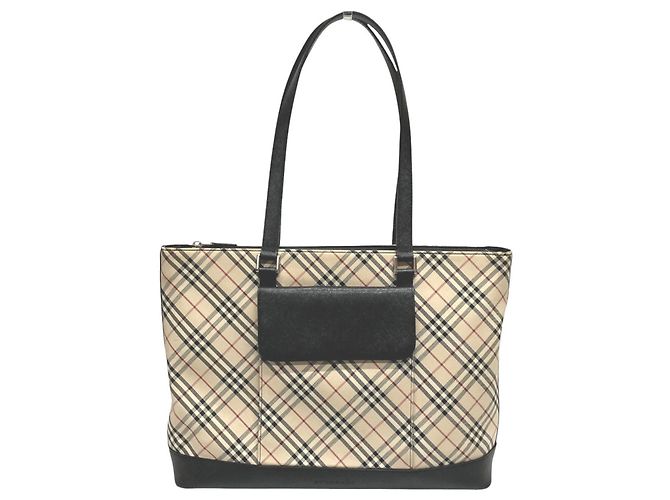 Borsa Tote Burberry Nova Check Pattern Nero Beige