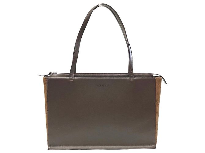 Saco Tote Burberry em lona e couro castanho Marrom