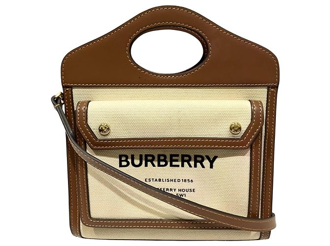 Bolsa Burberry em lona e couro Marrom Branco