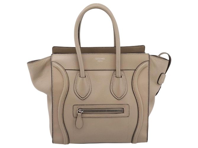 Céline Celine Luggage Grainy Leather Micro Beige