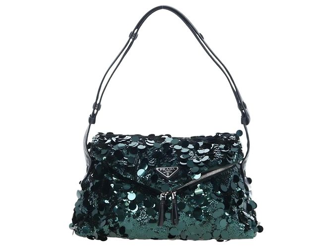 Borsa a tracolla Prada con paillettes Verde