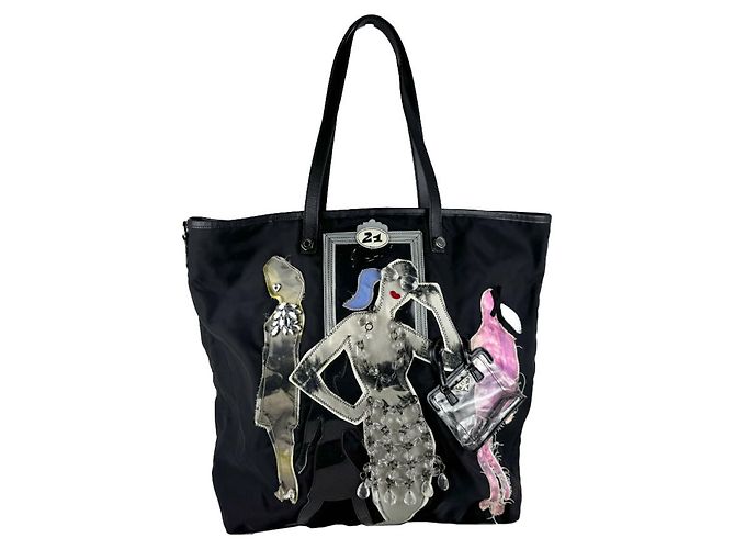 Prada Nylon Tote Bag Black Multicolore Multiple colors