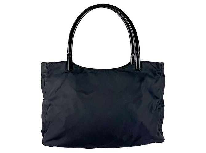 Saco Tote Prada em nylon preto e plástico