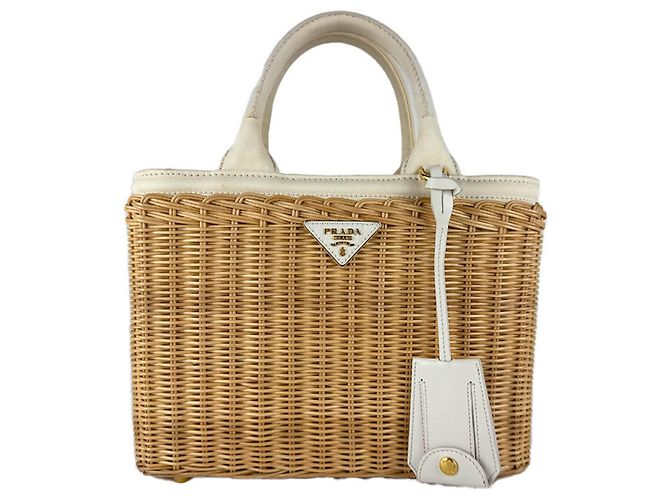 Prada Ivory Canvas Shoulder Bag Cream