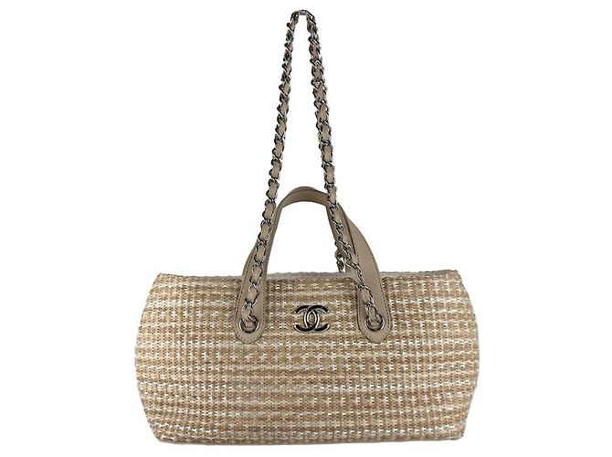 Chanel Handtasche aus Raffia und Leder Light Beige
