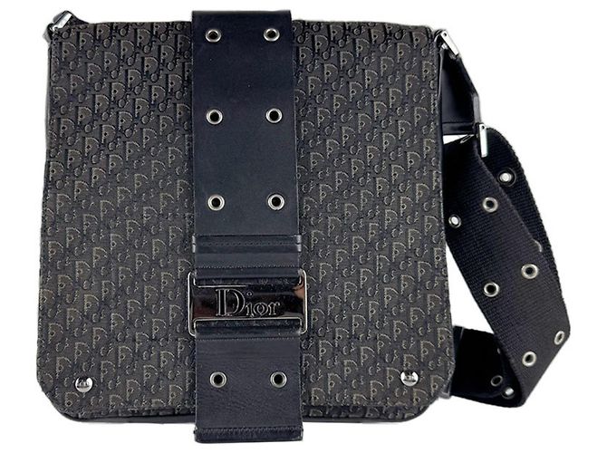 Borsa a tracolla Christian Dior in tela e pelle nera Nero