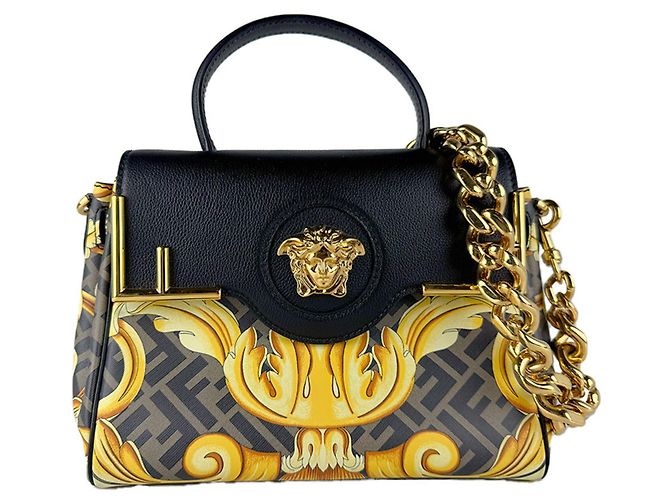 Borsa a mano/Borsa a tracolla Versace Marrone Nero D'oro