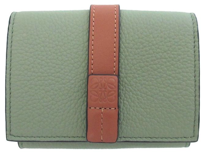 Loewe Anagram Trifold Leather Compact Wallet Green