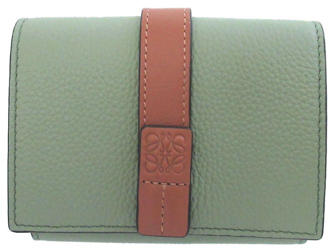 Loewe Anagram Trifold Leather Compact Wallet Green
