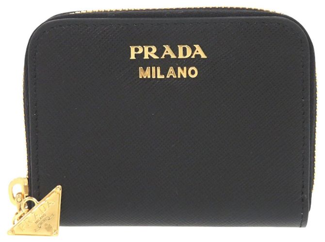 Prada Saffiano Triangle Logo Black Coin Purse
