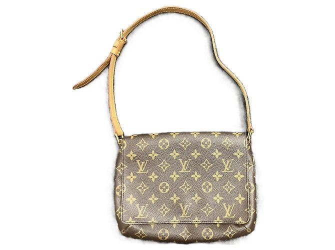 Louis Vuitton Monogram Musette Tango Shoulder Bag Brown