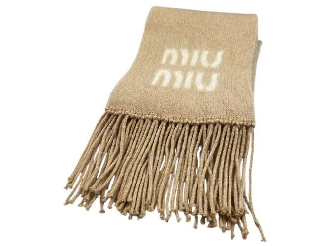 Cachecol Miu Miu em mohair bege