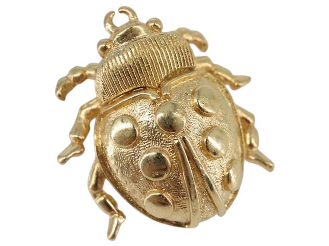 Christian Dior Ladybug Brosche Metall Gold Auth SW2812 Golden