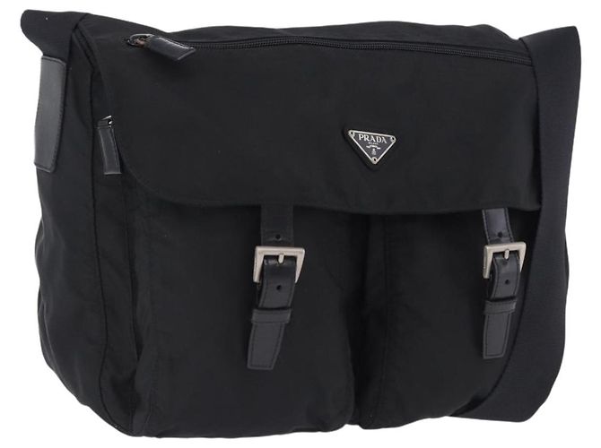 Borsa a tracolla PRADA Nylon Black Silver Auth 197698A Nero Argento