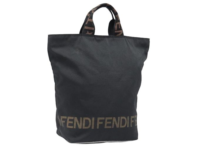 FENDI Handtasche Canvas Black Silver Auth 201220 Schwarz Silber