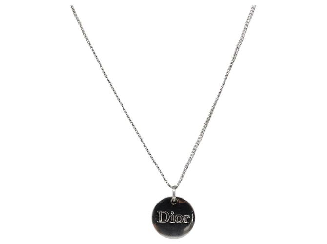Collana Christian Dior Metallo Argento Auth ka6100
