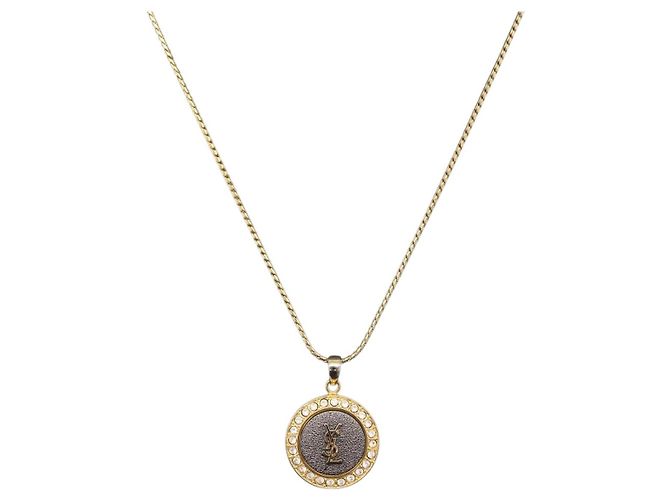 Autre Marque Colar SAINT LAURENT Metal Gold Tone Auth SW2843